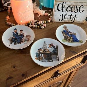 Set of 3 Norman Rockwell plates